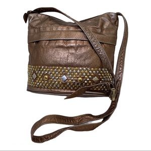 Vintage Boho Crossbody Bronze Studded Bag